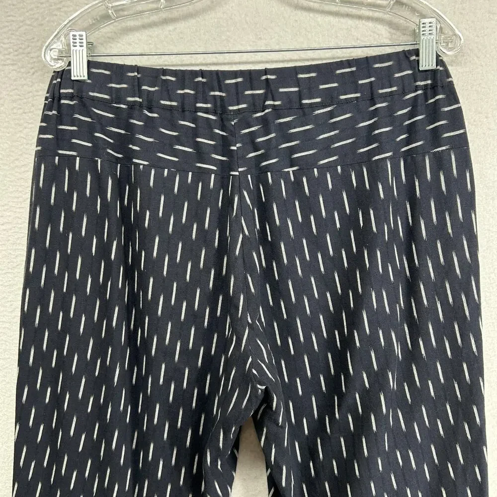 J.CREW Pants Womens 10 Pull On Ikat Cropped Metallic Tux Stripes Cotton Blue